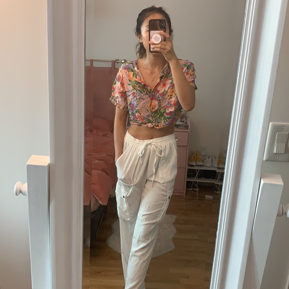 Vintage LF floral Hawaiian print crop top